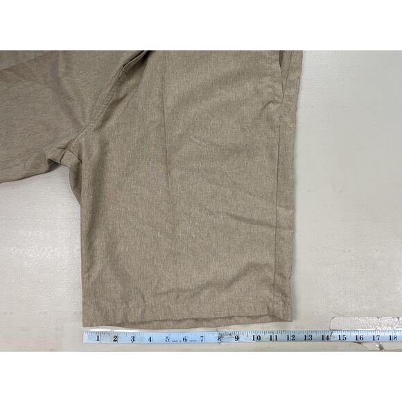 Burnside Shorts Mens 40 Beige Khaki Chino Flat Front Zip Pocket Stretch (42x10) - Picture 9 of 14